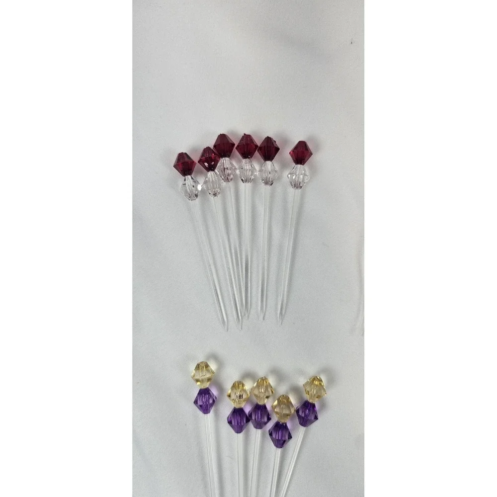 Plastic Cocktail Picks Set Colored Beaded Drink Appetizer‎ Sticks Lot